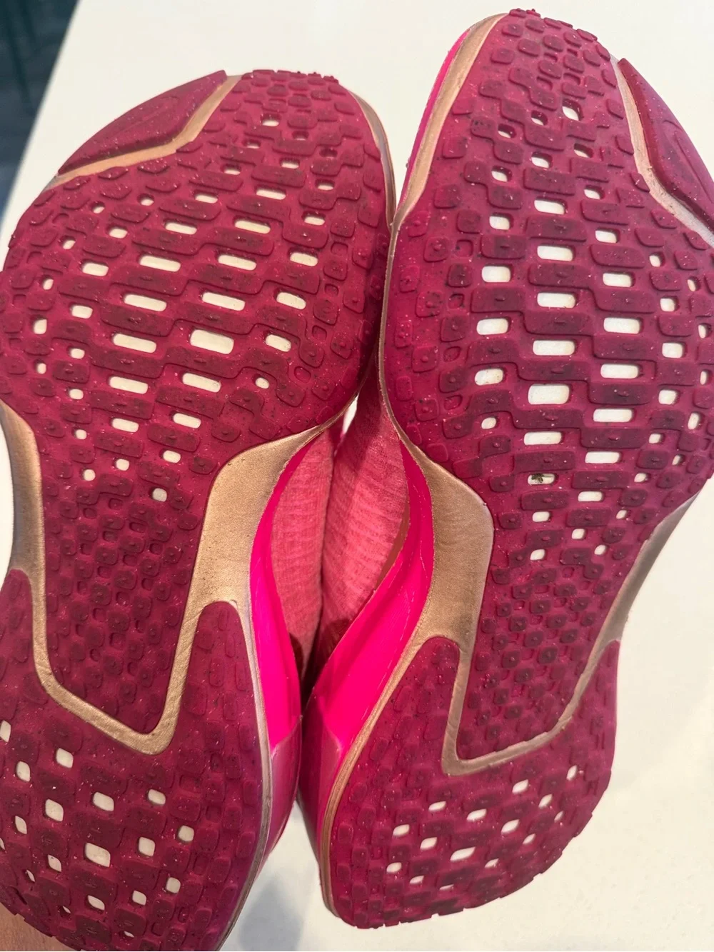 Nike Women's Pink Running zoom x invincible 3 shoes with Gold Accents size 9.5